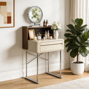 Luxury White Makeup Vanity Modern Compact Table with LED Mirror